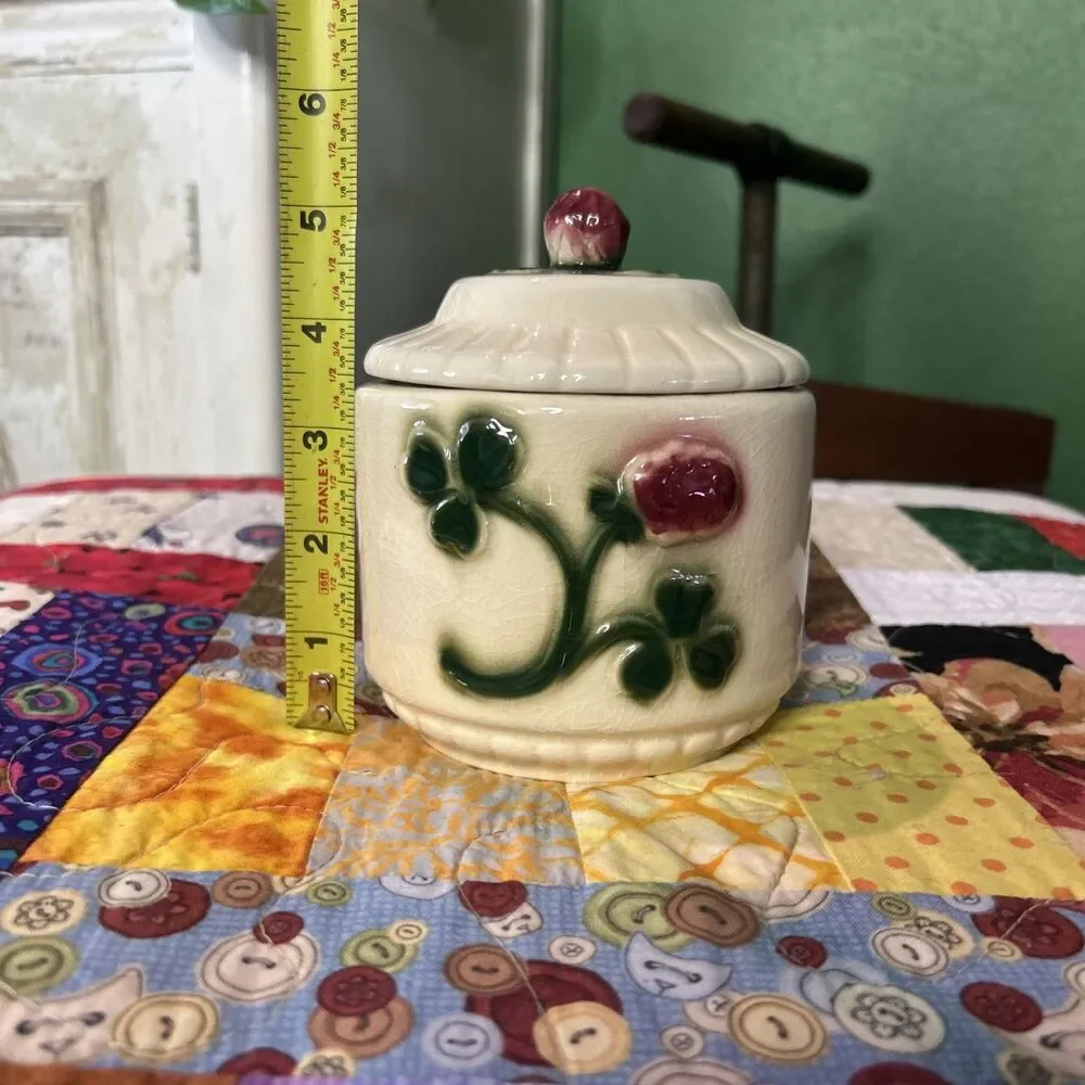 Vintage Brush McCoy Three Leaf Clover Small 5 Inch Canister